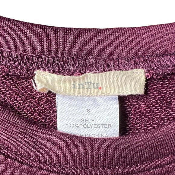 InTu Small Cropped Boxy Studded Sweatshirt Sweater Women's S Plum Crew - Picture 4 of 8